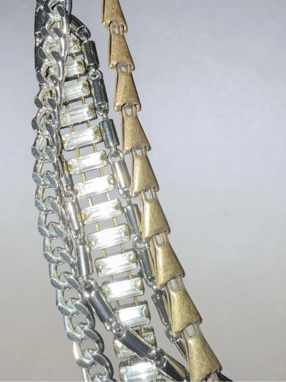Stella & Dot Multi-Strand Necklace | Mixed Metal Crystal Chain Necklace